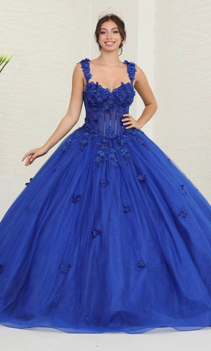 3D Butterfly Sleeveless Ball Gown by May Queen LK242