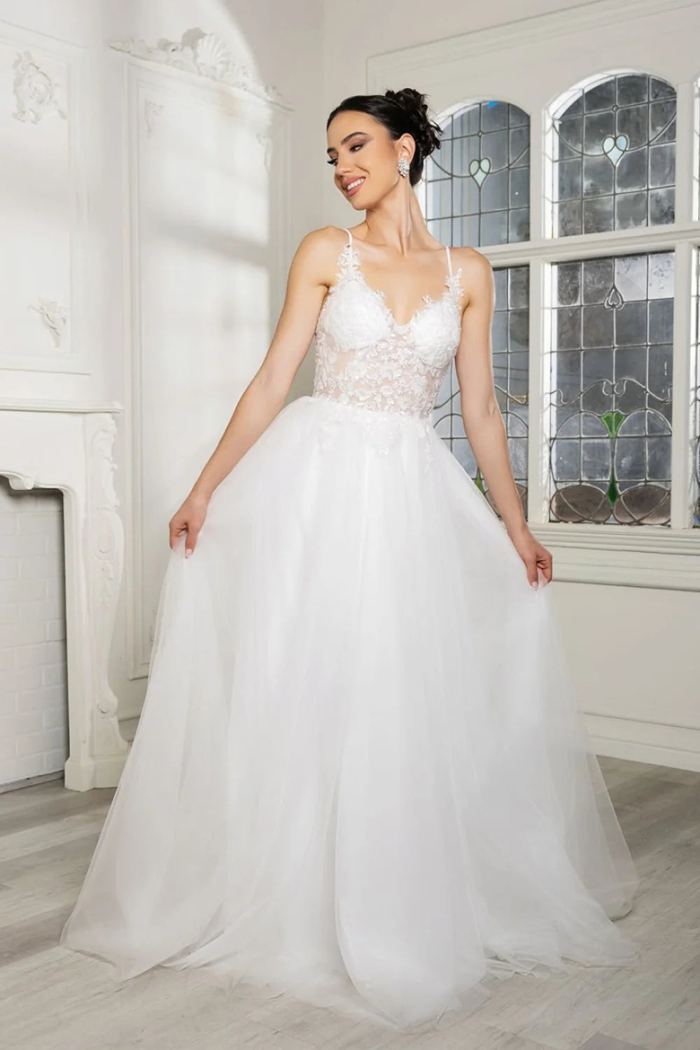 Applique V-Neck A-line Gown by May Queen MQ2167