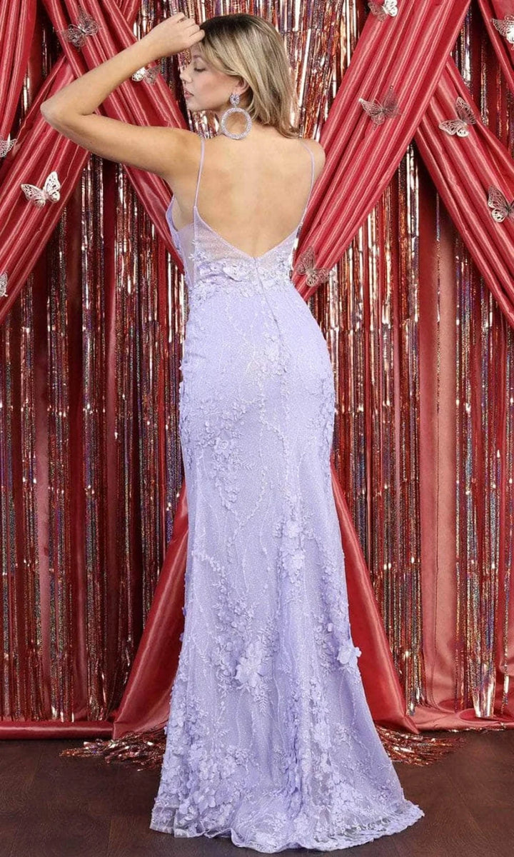 3D Floral Fitted V-Neck Gown by May Queen RQ7932