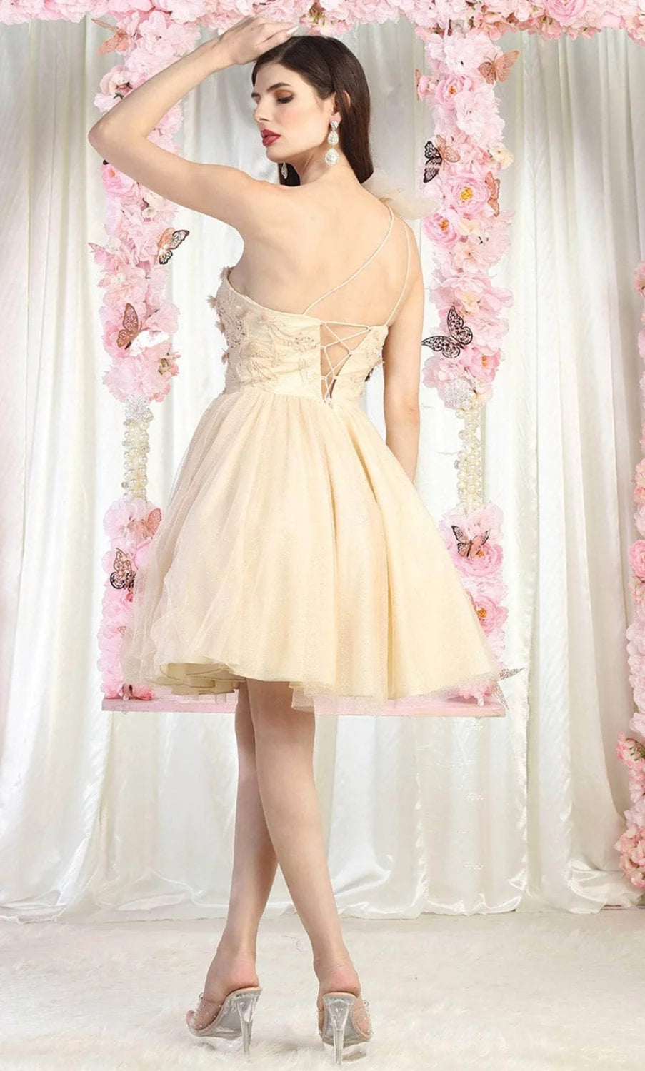 Short One Shoulder A-line Dress by May Queen MQ1952