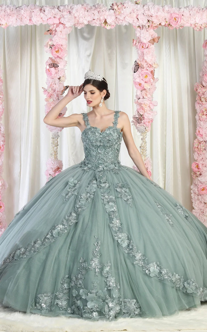 3D Floral Sleeveless Ball Gown by May Queen LK159