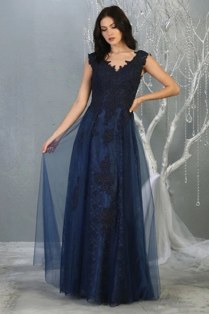 Applique V-Neck A-line Gown by May Queen MQ1799