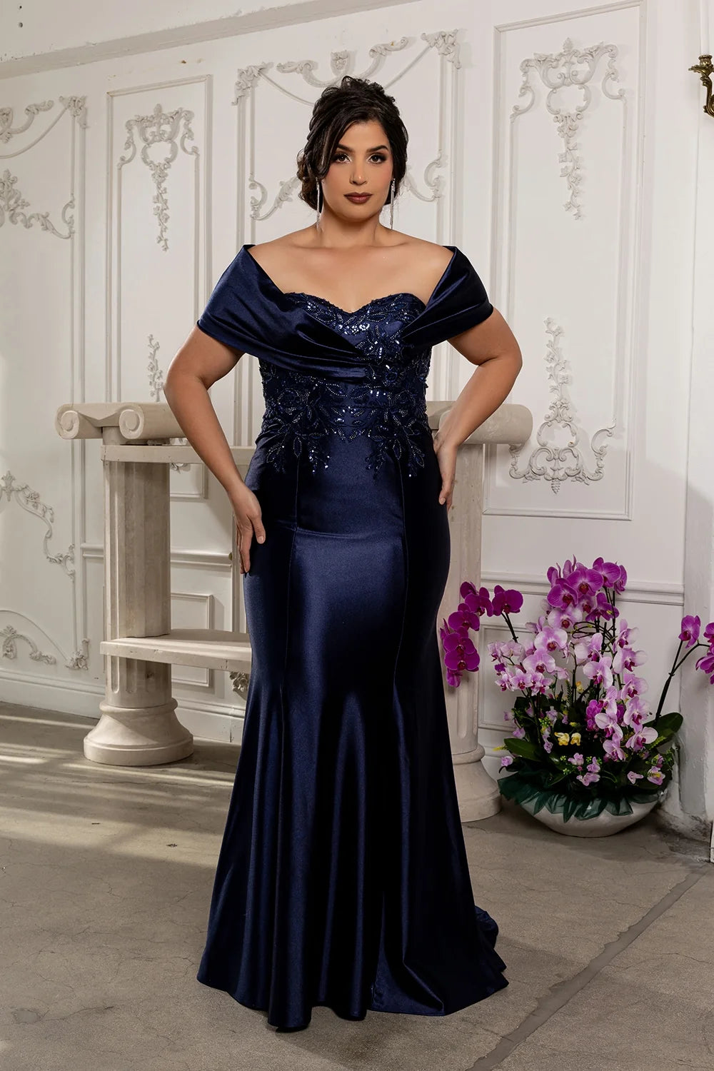 Fitted Off Shoulder Gown by May Queen MQ2174