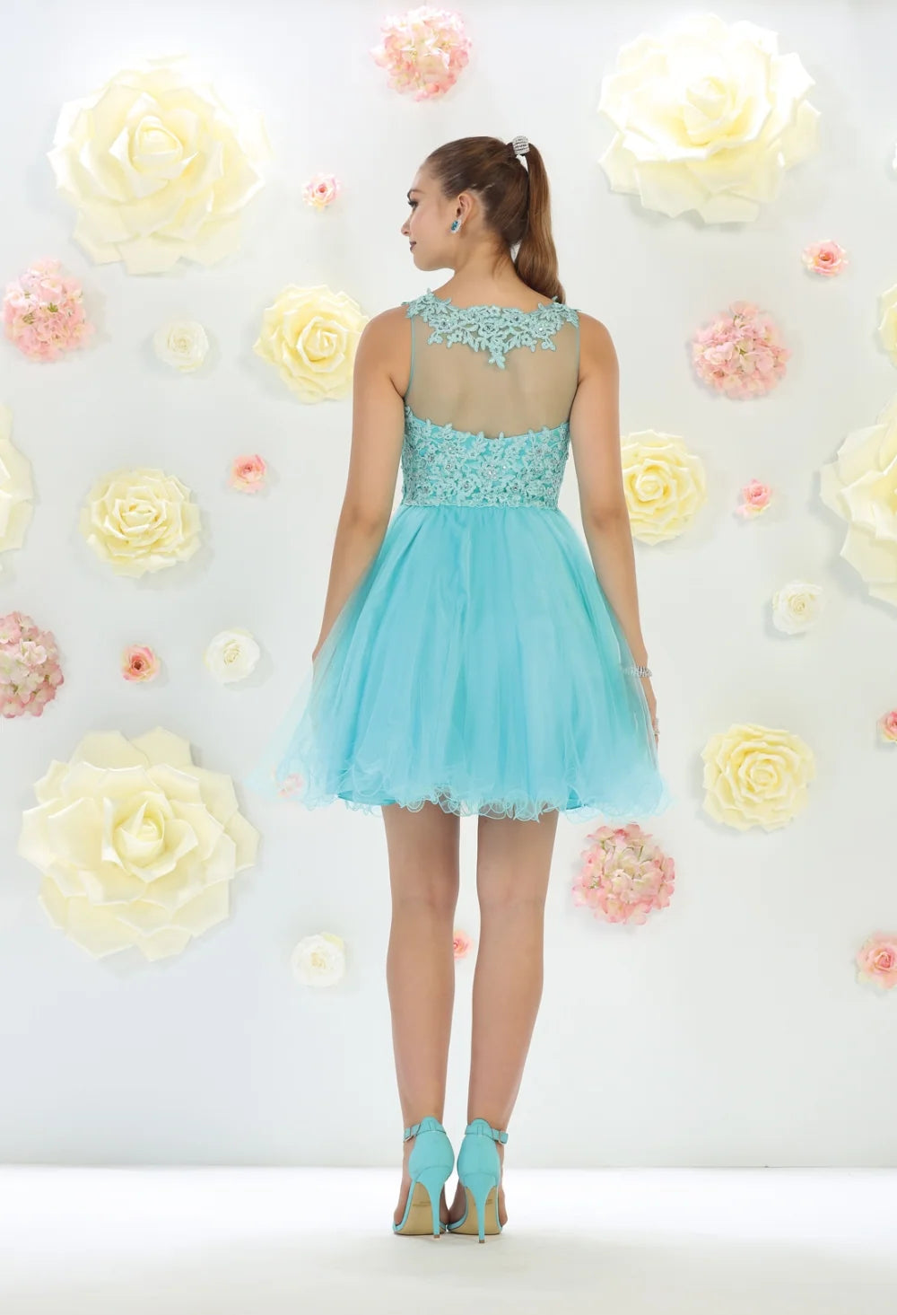 Short Sleeveless Ruffled Dress by May Queen MQ1429