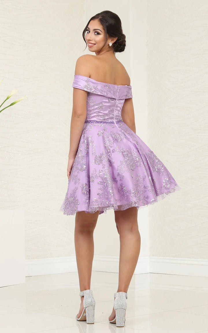 Glitter Short Off Shoulder Dress by May Queen MQ1933