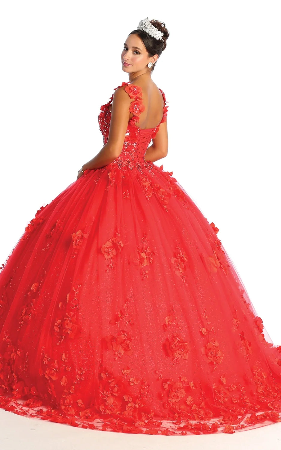 3D Floral Sleeveless Ball Gown by May Queen LK157