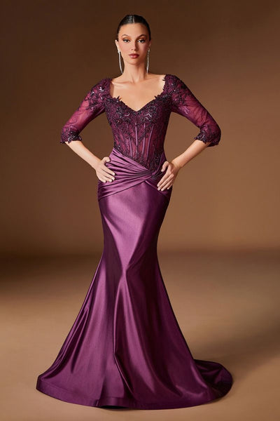 Applique 3/4 Sleeve Mermaid Dress by Ladivine CD731 – ABC Fashion