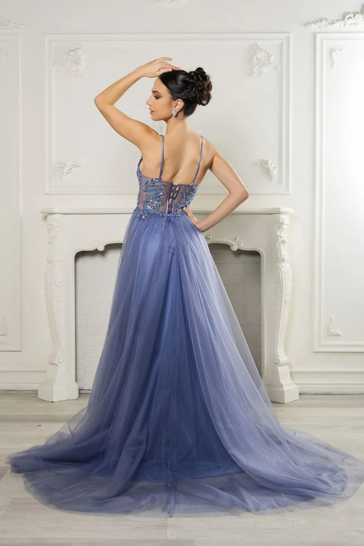 Applique V-Neck A-line Gown by May Queen MQ2167