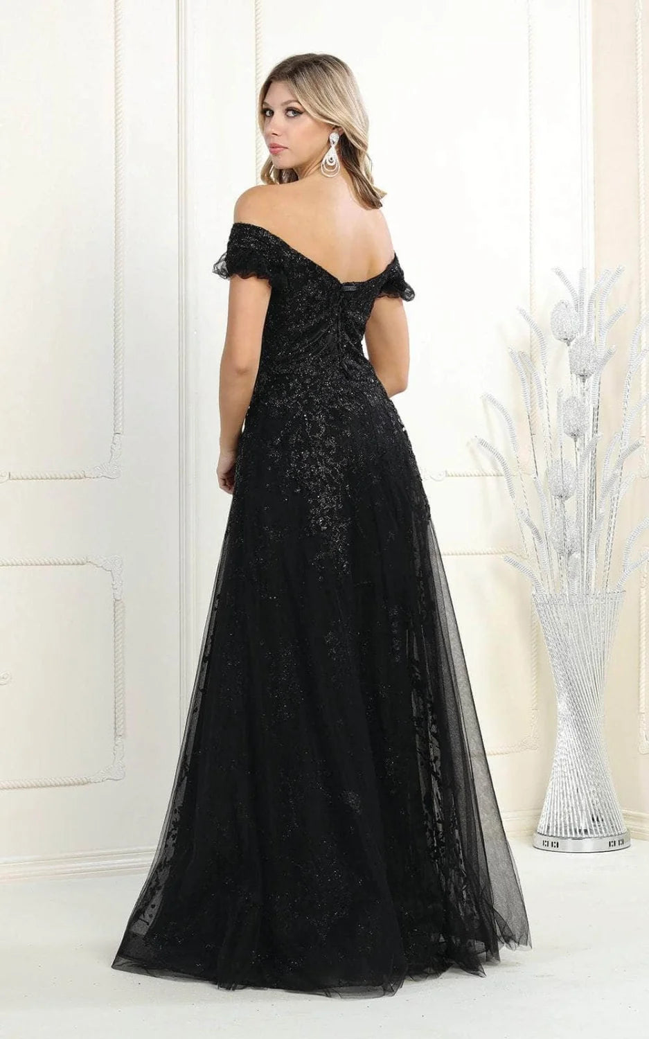 Applique Off Shoulder Gown by May Queen MQ1867