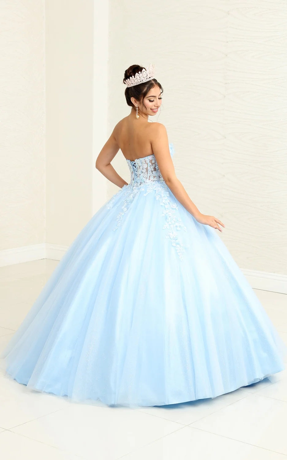 Applique Strapless Ball Gown by May Queen LK243