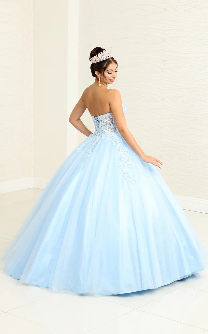 Applique Strapless Ball Gown by May Queen LK243