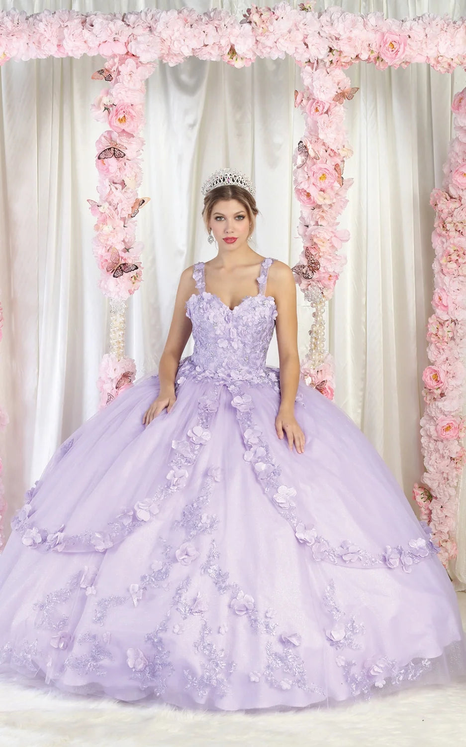 3D Floral Strapless Ball Gown by May Queen LK177