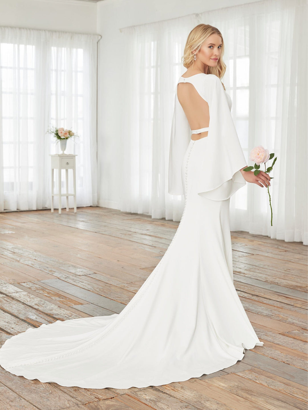 Charmeuse Bell Sleeve Bridal Gown by Adrianna Papell 31240