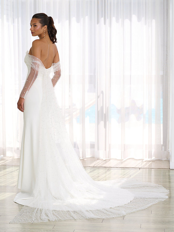 Charmeuse Off Shoulder Bridal Gown by Adrianna Papell 31287
