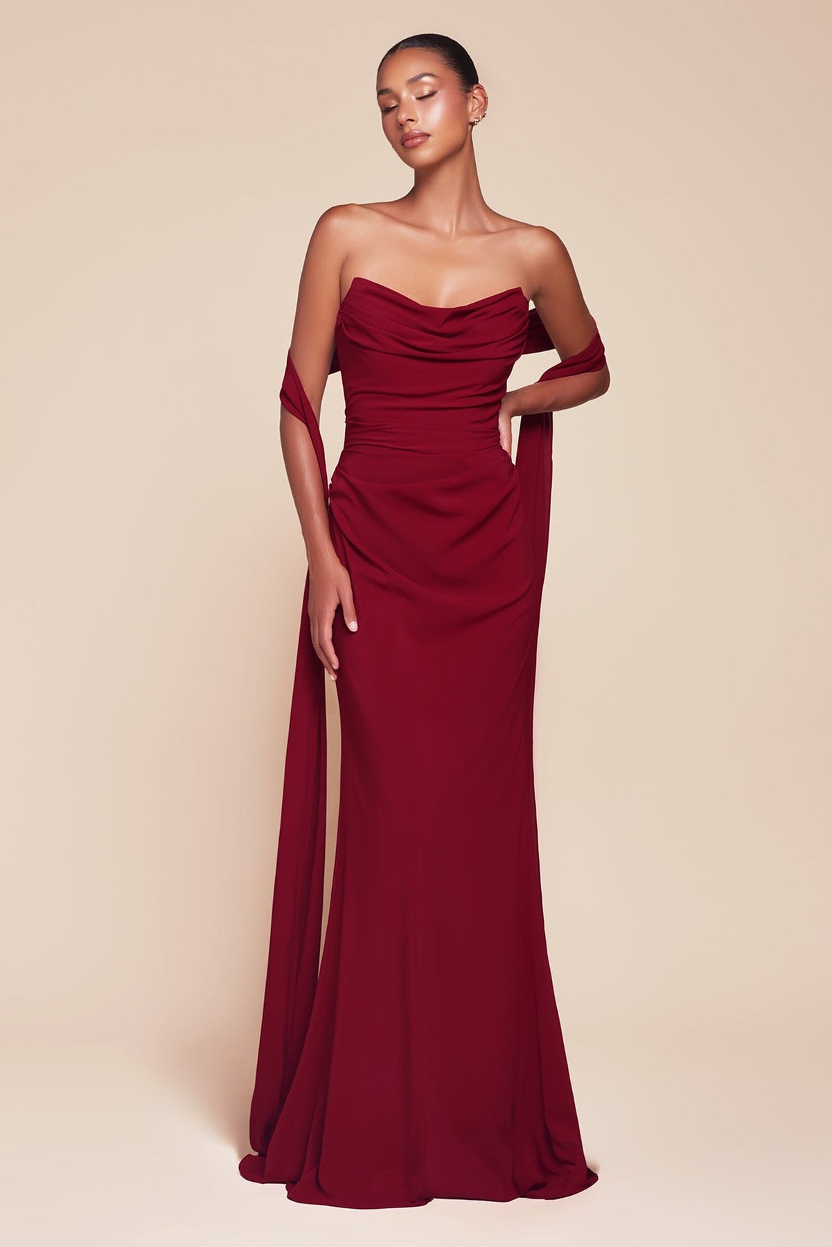 Chiffon Fitted Convertible Gown by Ladivine 7433 – ABC Fashion
