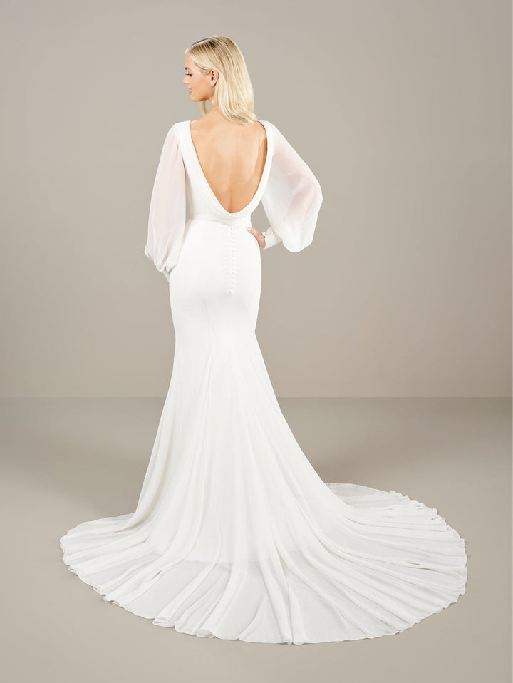 Chiffon Long Sleeve Bridal Gown by Adrianna Papell 31285