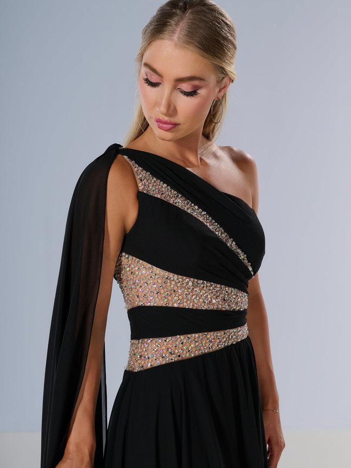 Chiffon One Shoulder A-line Gown by Tiffany Designs 16217