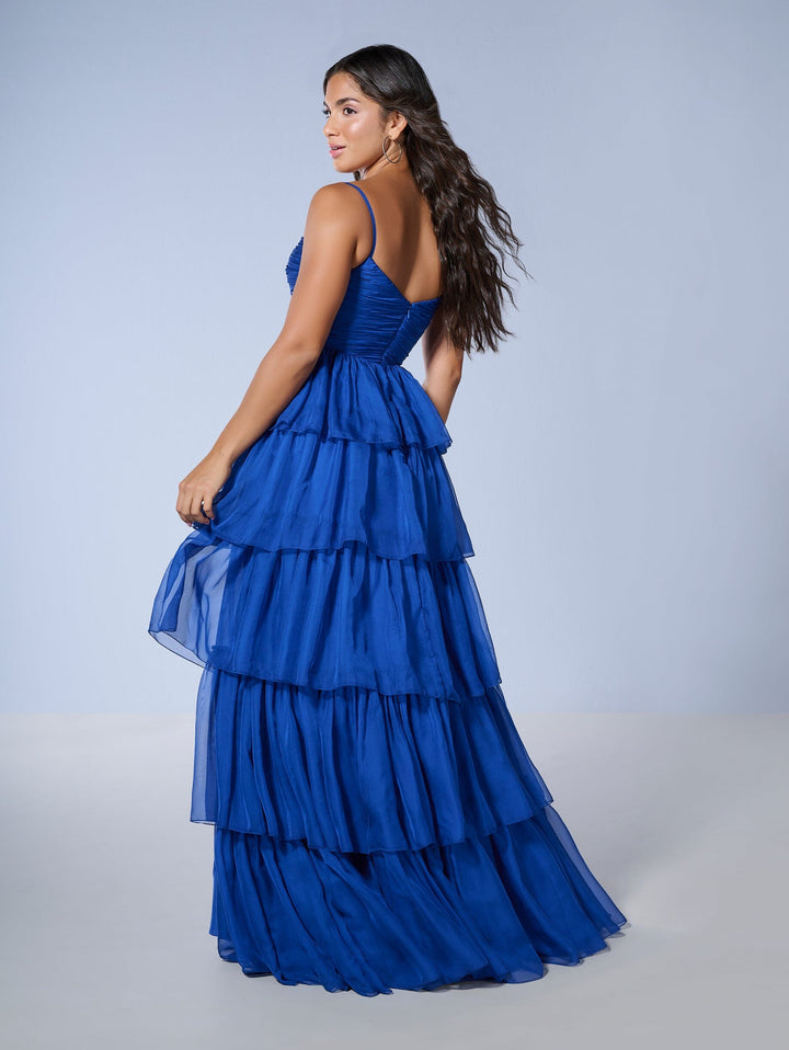 Chiffon Sleeveless Tiered A-line Gown by Tiffany Designs 16241