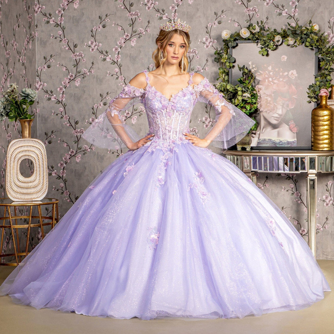 Cold Shoulder Bell Sleeve Ball Gown by GLS Gloria GL3484