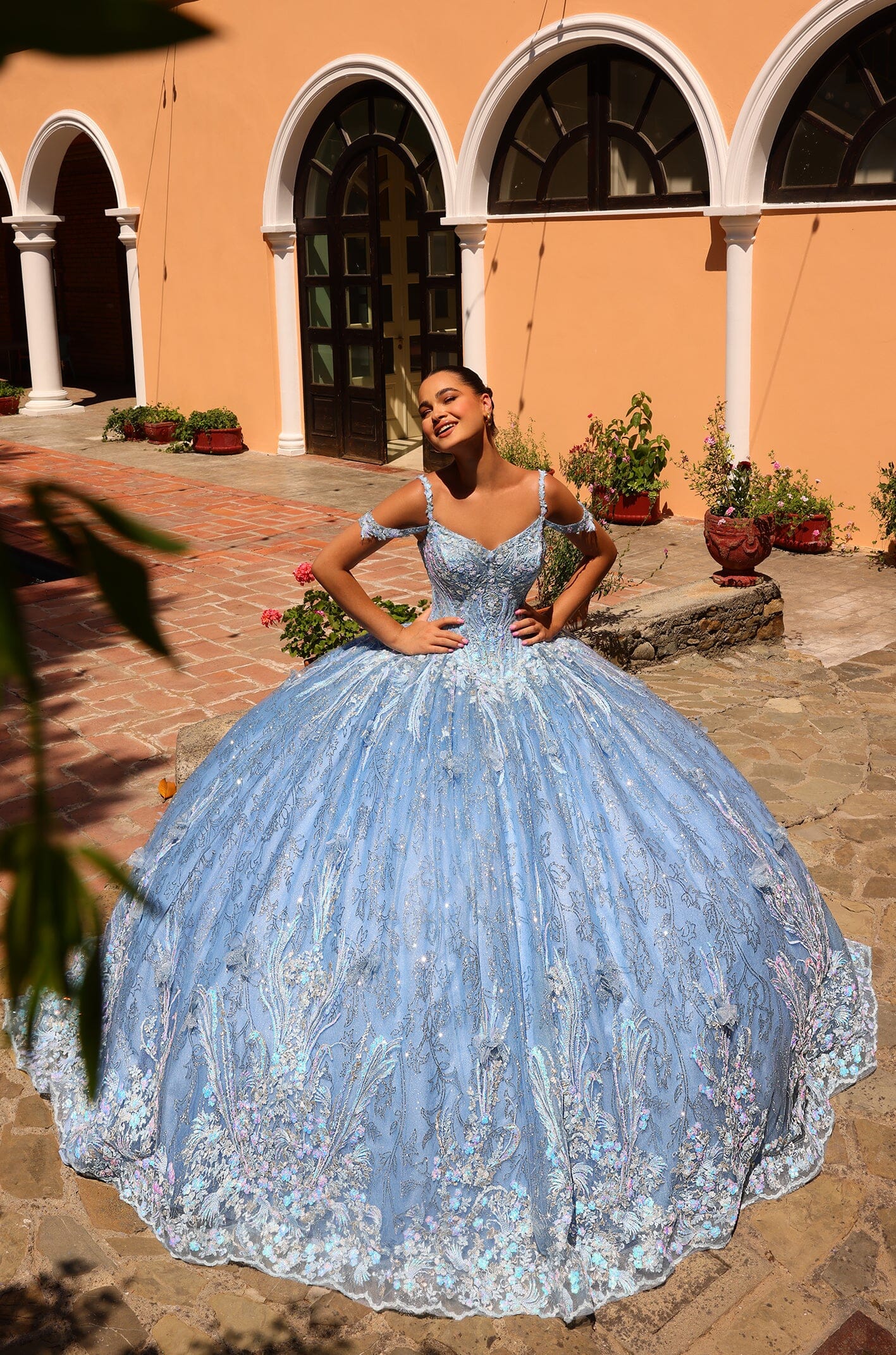 Bahama blue quinceanera dress deals