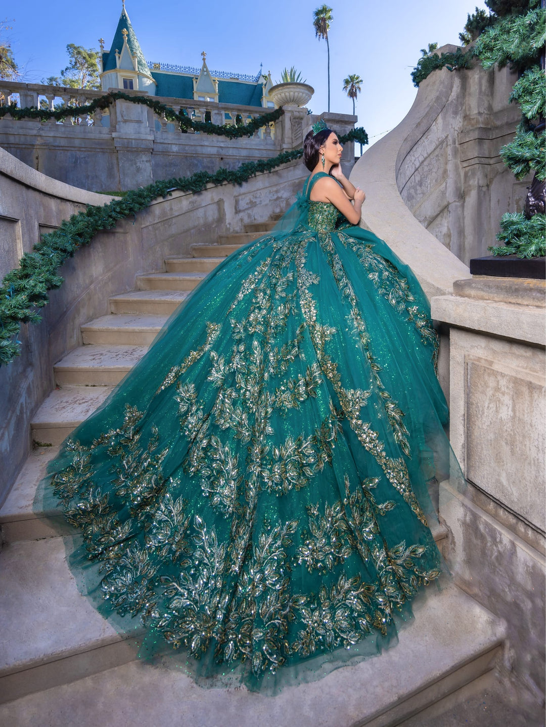 Convertible Ball Gown with Short Skirt by LizLuo Quince 26089 14 / Sky