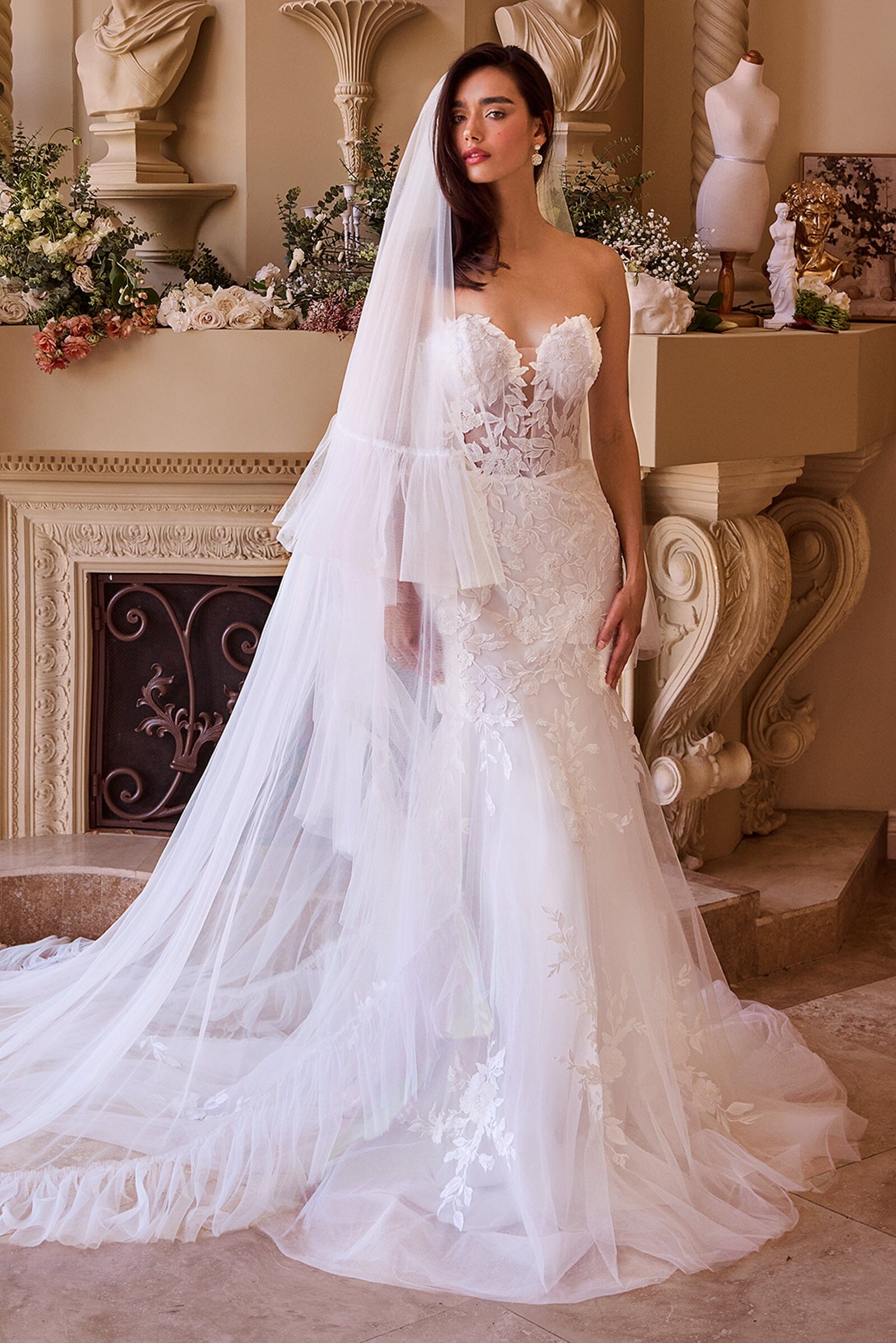 Couture Ruffle Edge 2-Tier Veil by Ladivine V011 – ABC Fashion