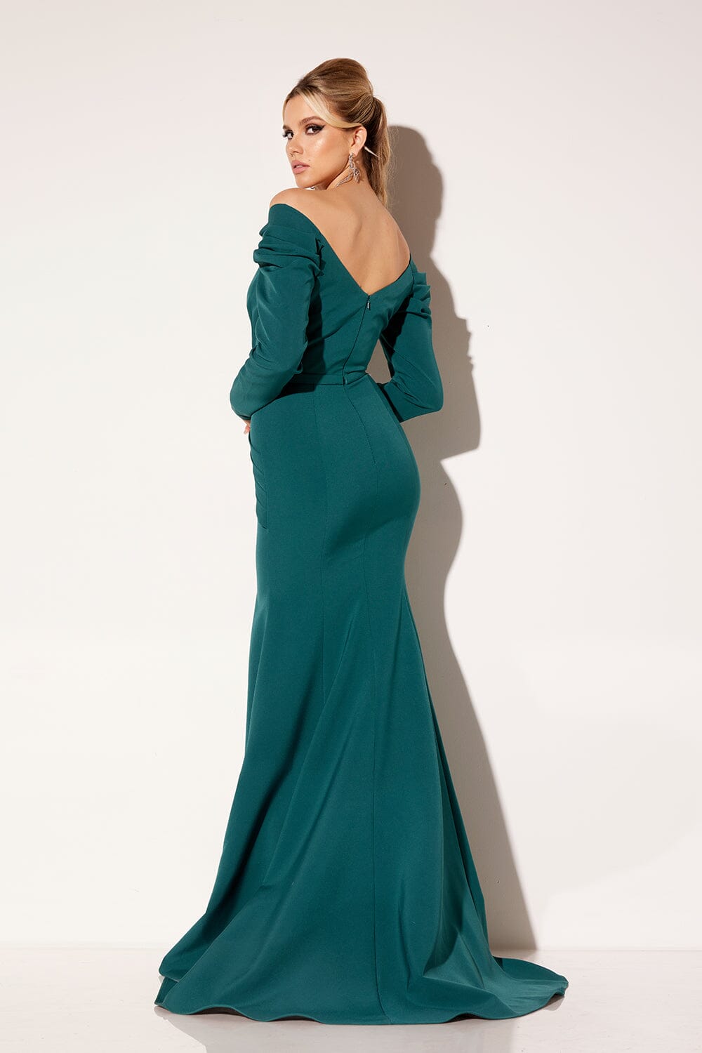 Crepe Fitted Long Sleeve Gown by Lucci Lu C8102