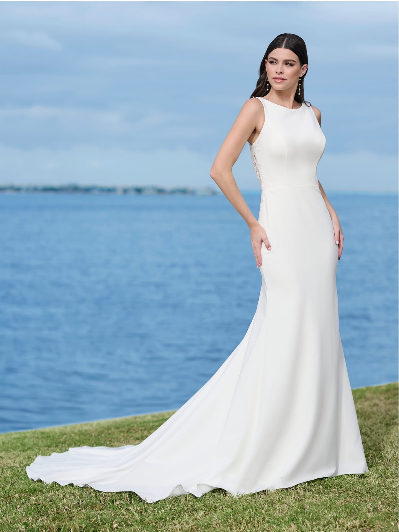 Crepe Halter Bridal Gown by Adrianna Papell 450031