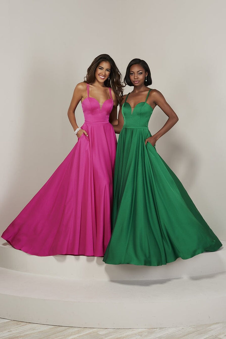 Crepe Strappy Back Pocket A-line Gown by Tiffany Designs 16371