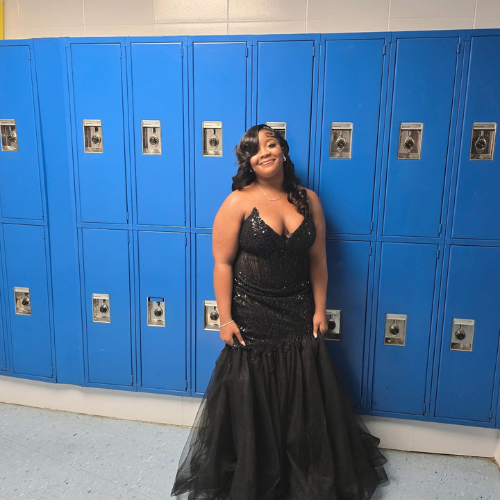 Curvy Beaded Strapless Slit Mermaid Dress by Ladivine CD0214C