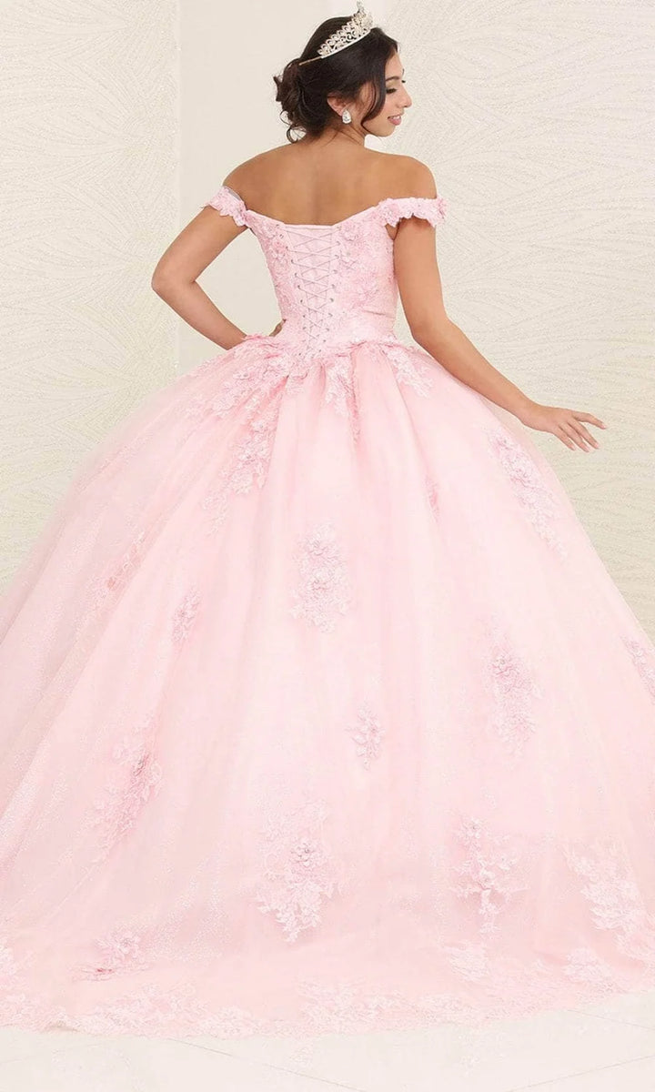 Applique Off Shoulder Ball Gown by May Queen LK260