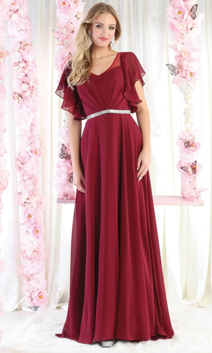 Short Flutter Sleeve A-line Gown by May Queen MQ1972