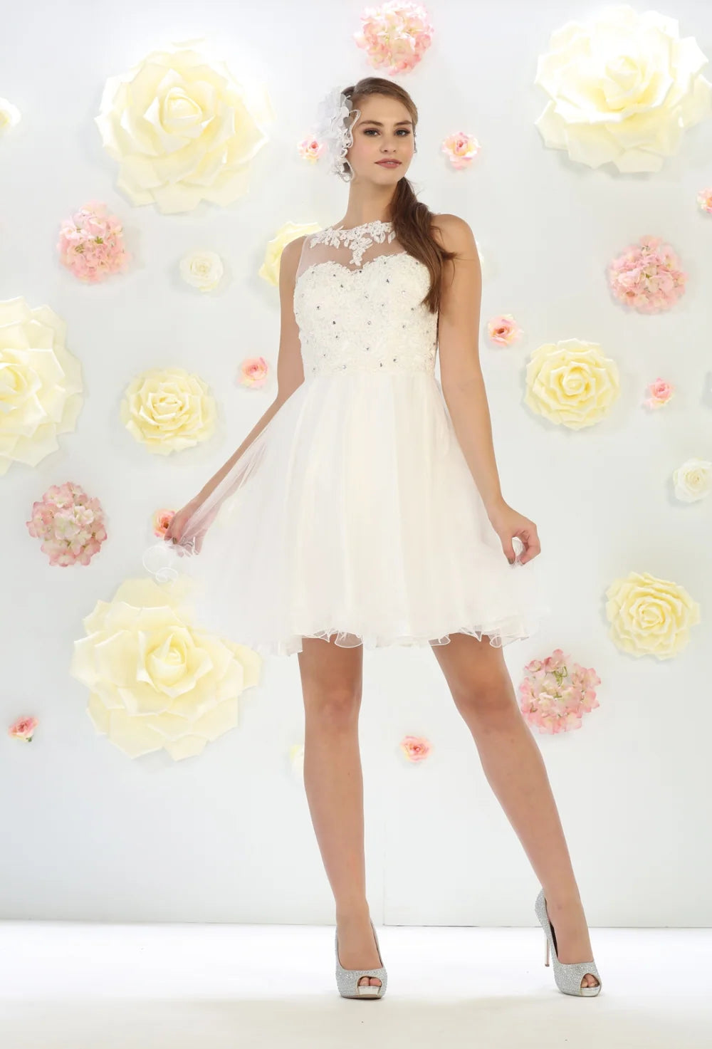 Short Sleeveless Ruffled Dress by May Queen MQ1429