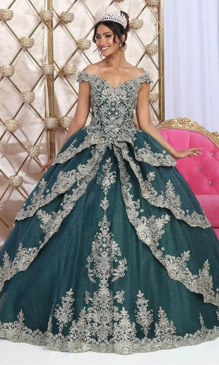Off Shoulder Layered Ball Gown by May Queen LK234