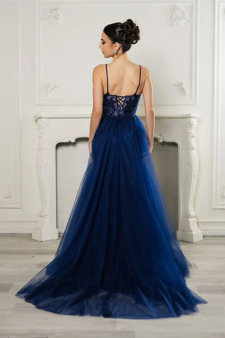 Applique V-Neck A-line Gown by May Queen MQ2167