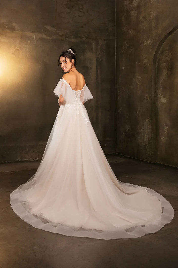Flutter Sleeve A-line Bridal Gown by May Queen RQ8180