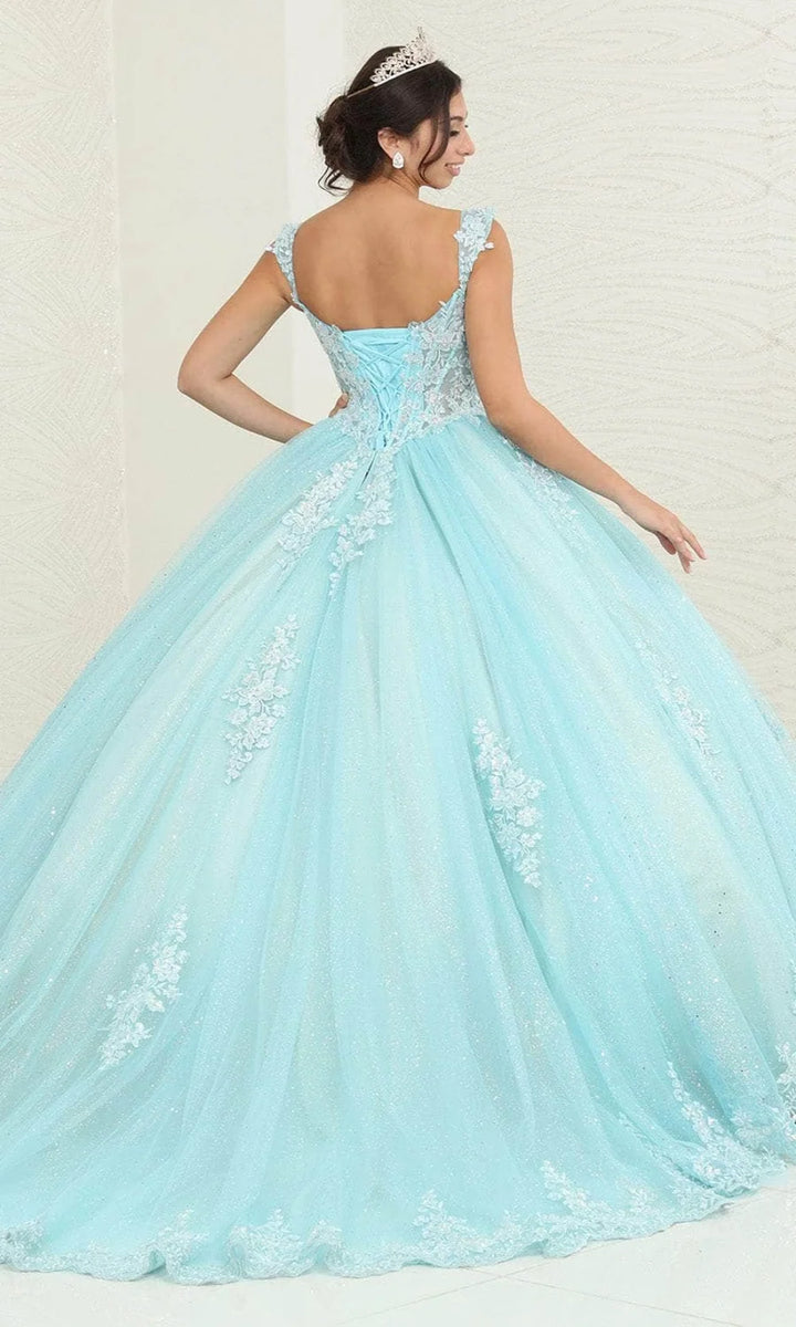 Applique Off Shoulder Ball Gown by May Queen LK253