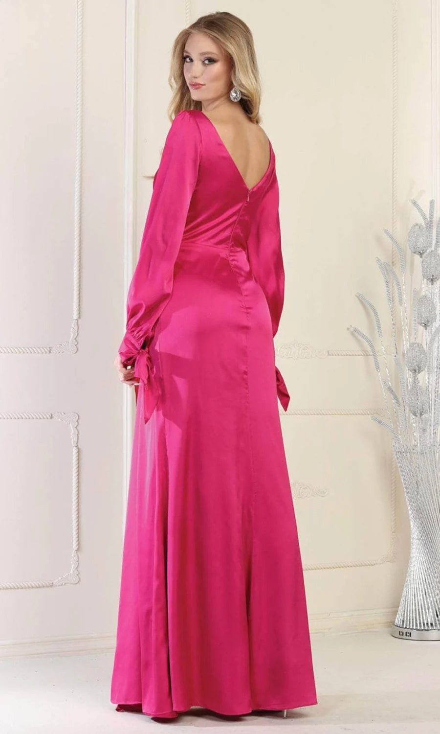 Ruched Long Sleeve Gown by May Queen MQ1974