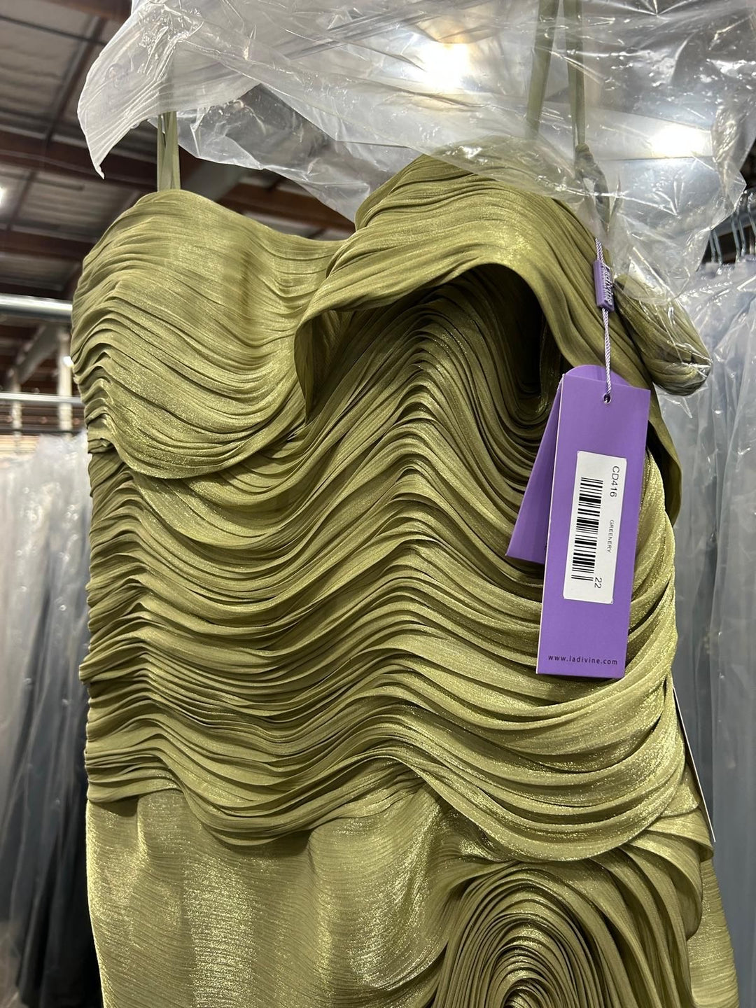 Chiffon Off Shoulder Slit Gown by Ladivine CD416