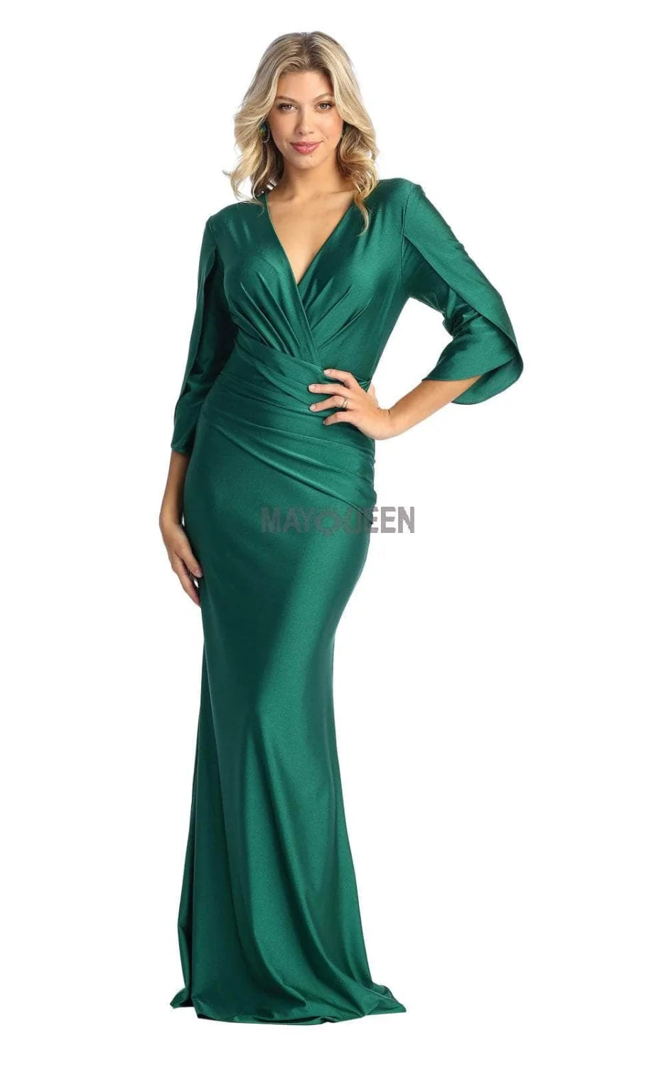 Fitted Tulip 3/4 Sleeve Gown by May Queen MQ1831