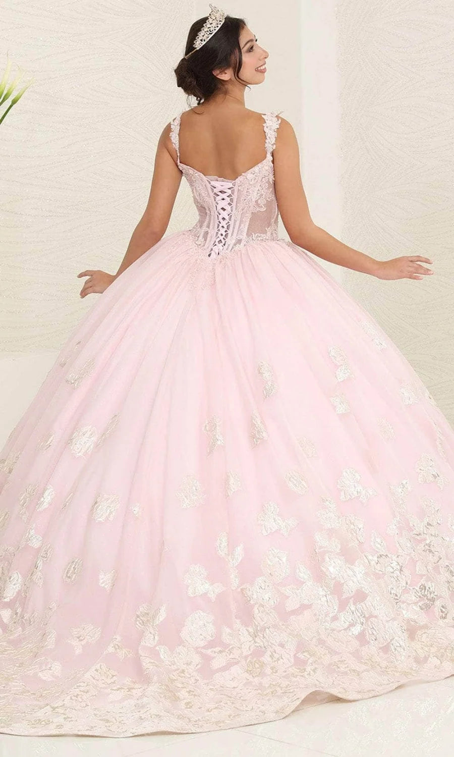 Applique Sleeveless Ball Gown by May Queen LK256