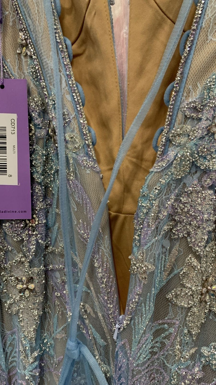 Beaded Lace Strapless Mermaid Dress by Ladivine CD713