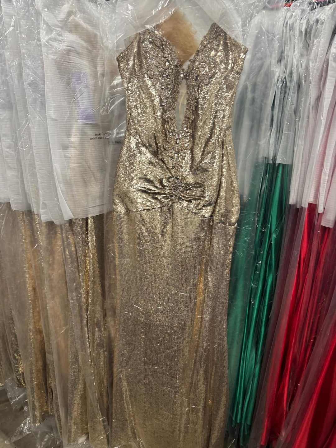 Sequin Strapless Mermaid Dress by Ladivine J894