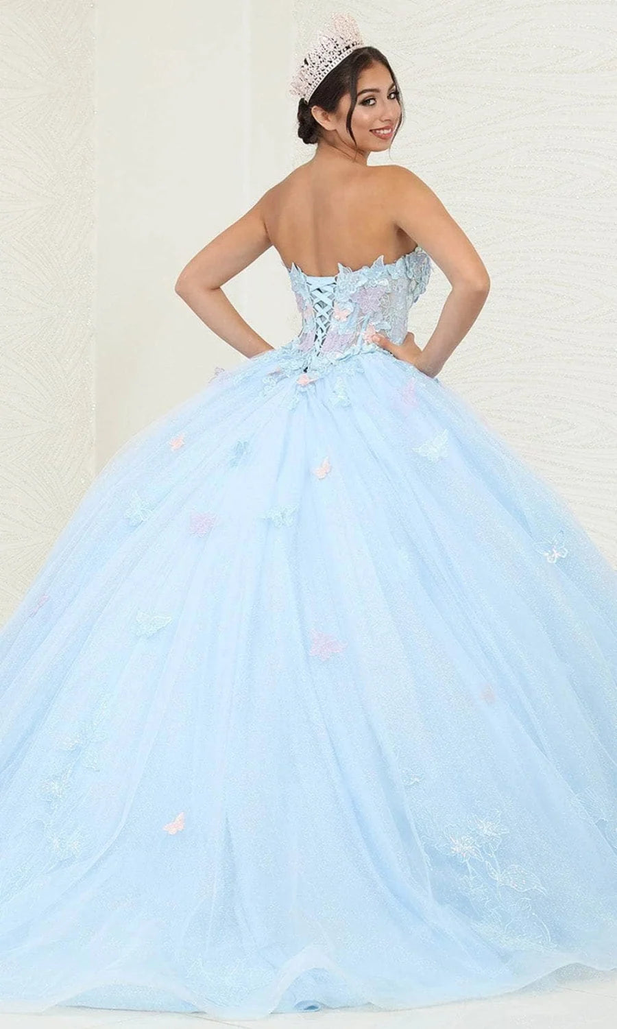 3D Butterfly Strapless Ball Gown by May Queen LK246