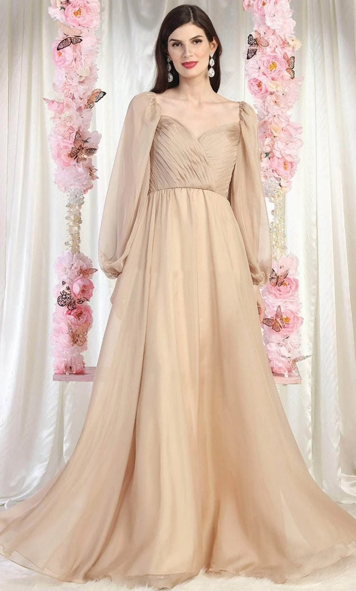 Long Puff Sleeve A-line Gown by May Queen MQ1990