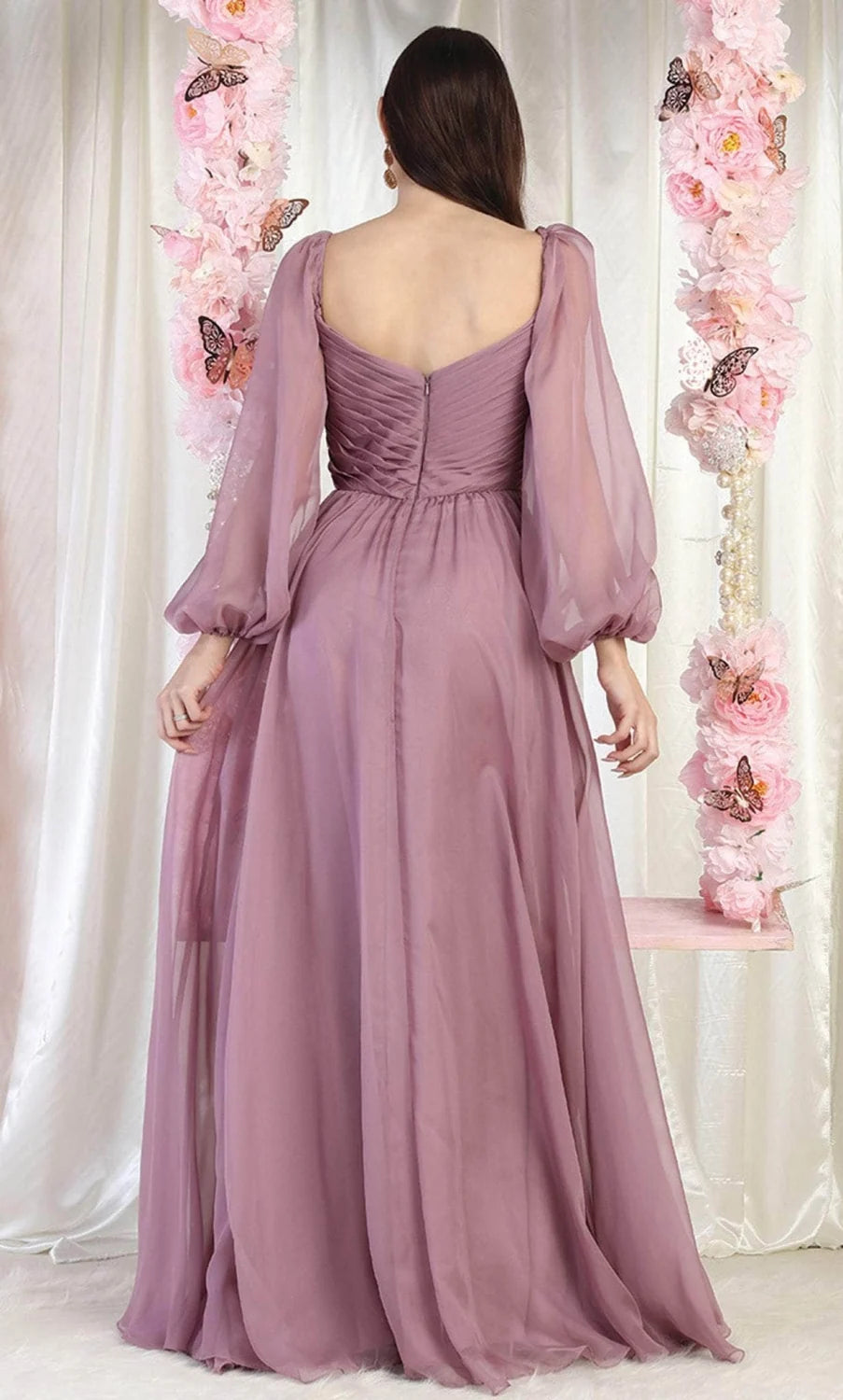 Long Puff Sleeve A-line Gown by May Queen MQ1990