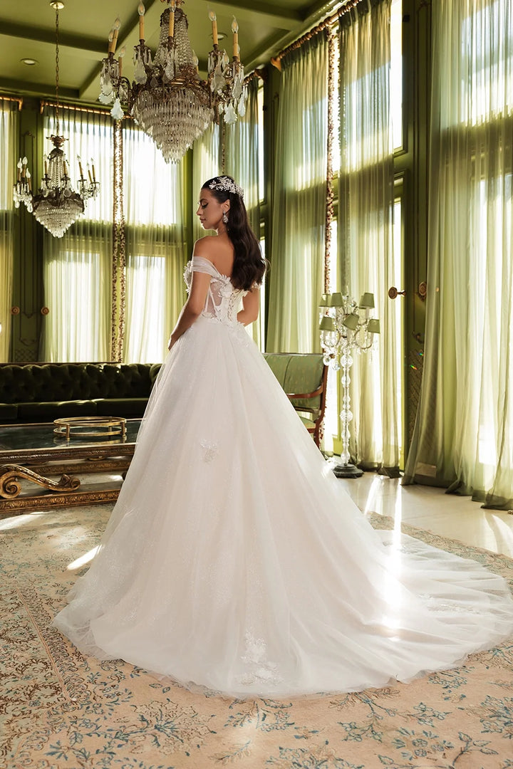 3D Floral Off Shoulder Ball Gown by May Queen LK244