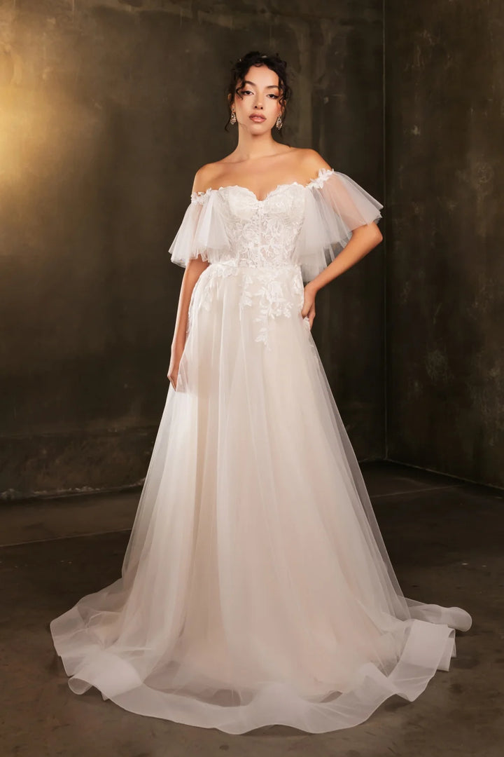 Flutter Sleeve A-line Bridal Gown by May Queen RQ8180
