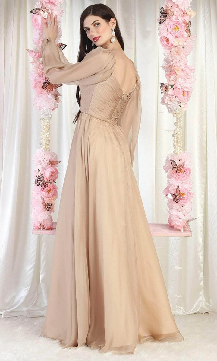 Long Puff Sleeve A-line Gown by May Queen MQ1990