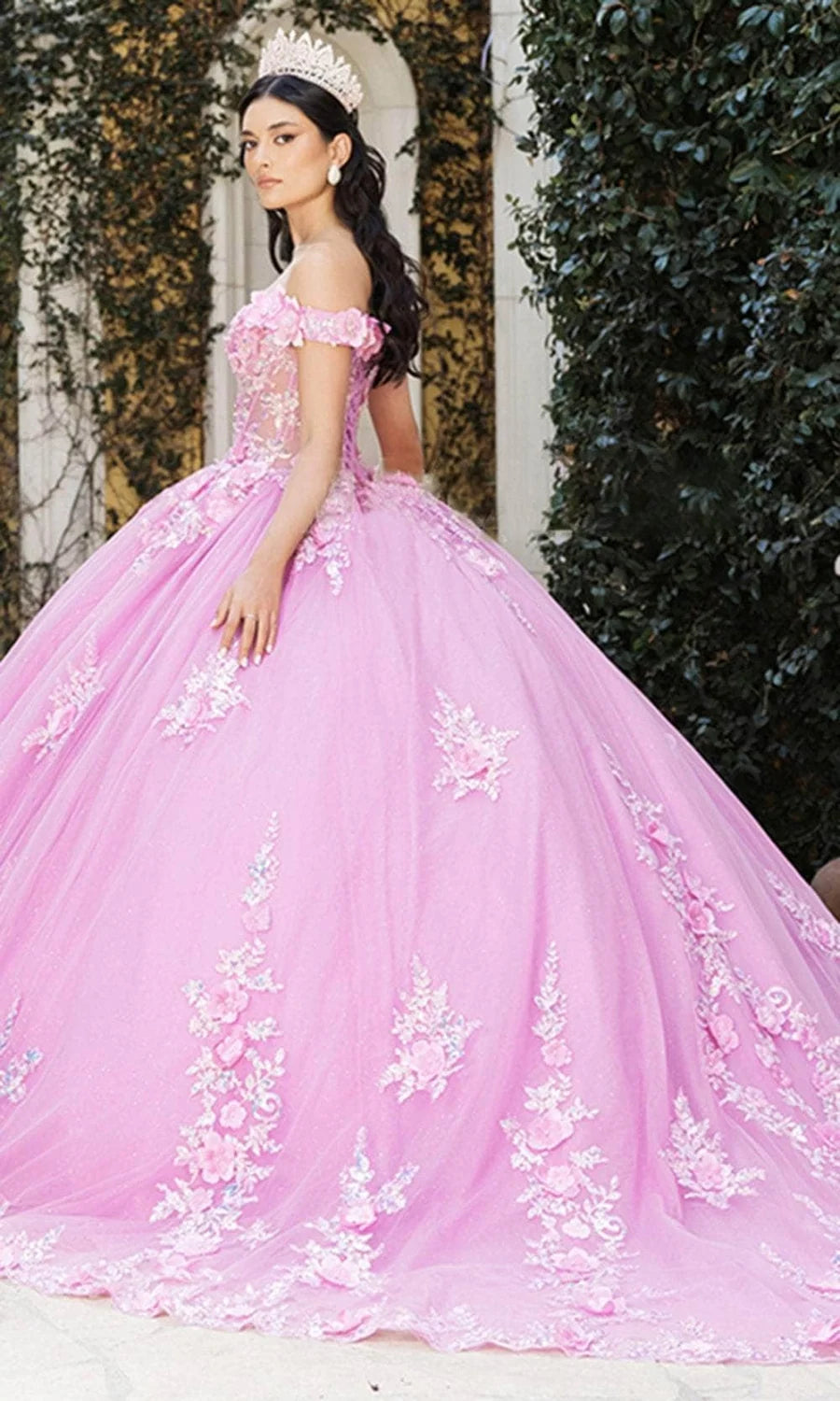 3D Floral Off Shoulder Ball Gown by May Queen LK262
